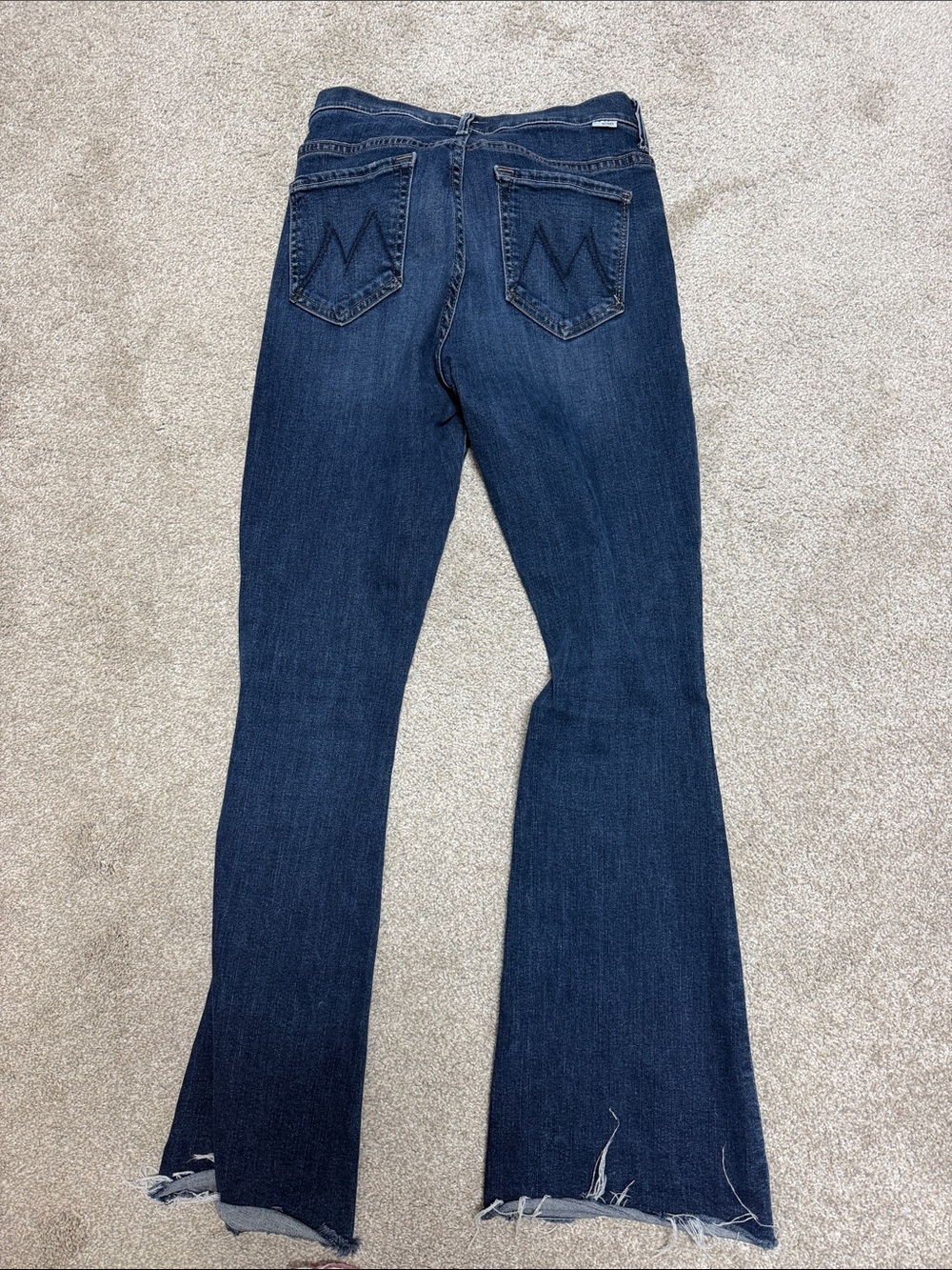 MOTHER Dark Blue Flare Jeans with Signature Back Pockets